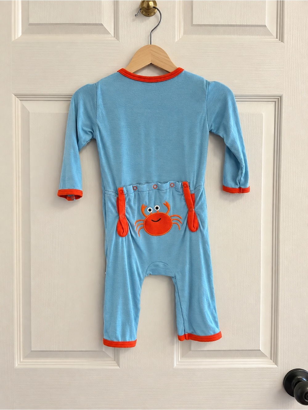 Kickee Pants 6-9M Blue Orange Crab Bamboo Coverall Romper